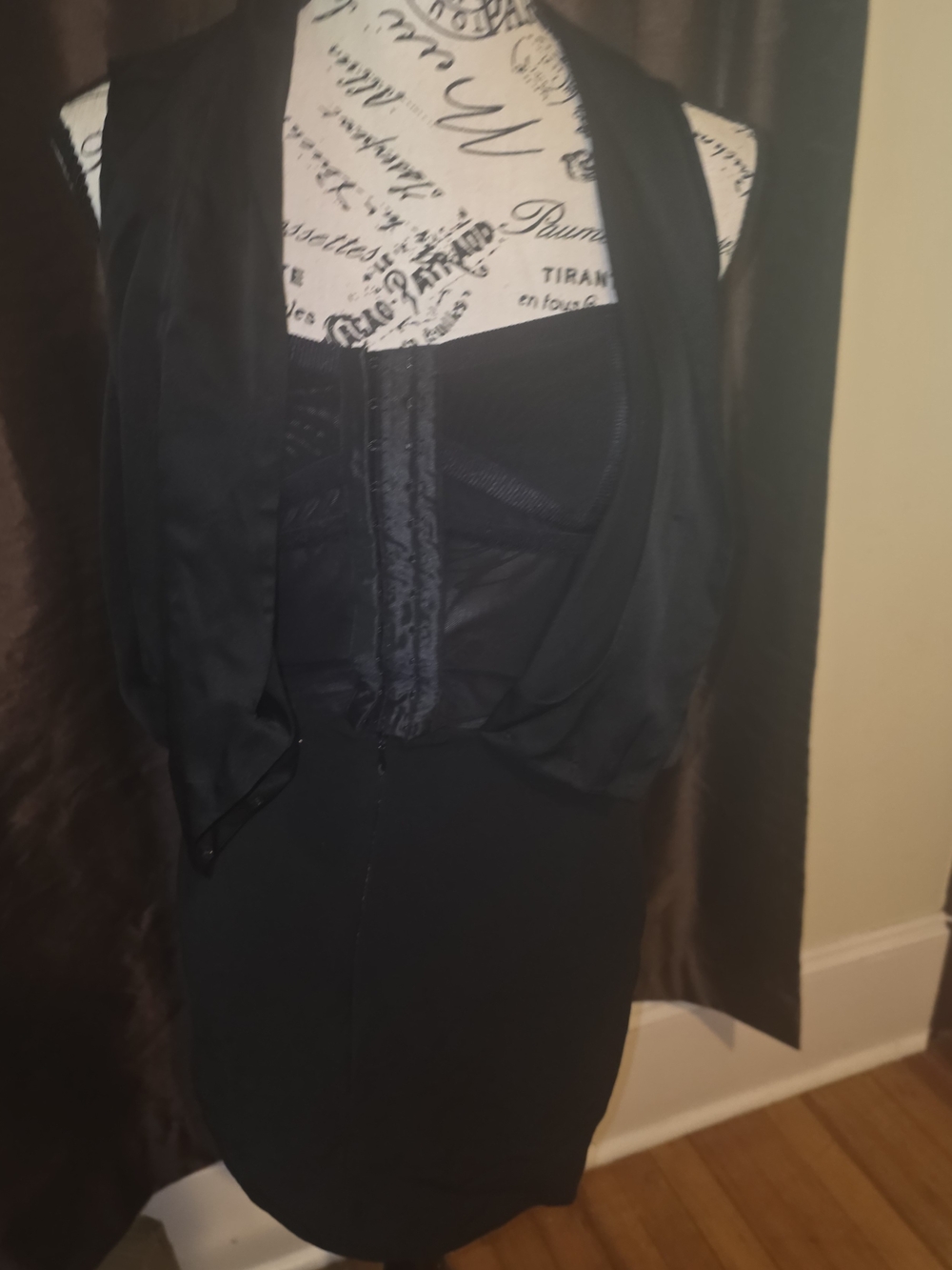 Alexander Wang Black Wool Silk Satin Mesh Bustier Fitted Dress Size 4